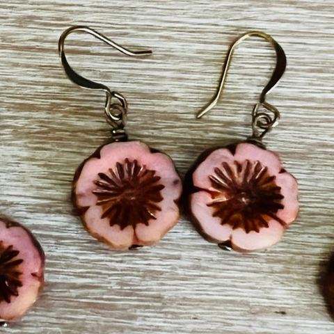 Sunset Pink Flower Earrings