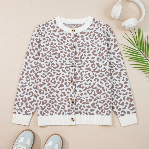 Leopard Drop Sweater - Khaki