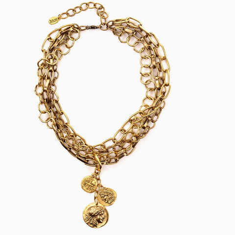 Coin Cluster Pendant Necklace - Gold