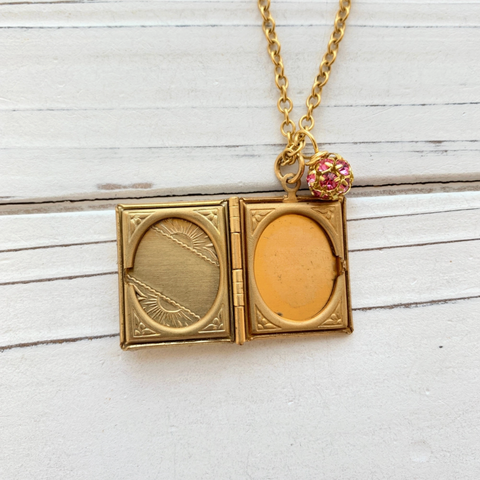 Rhinestone Locket Necklace