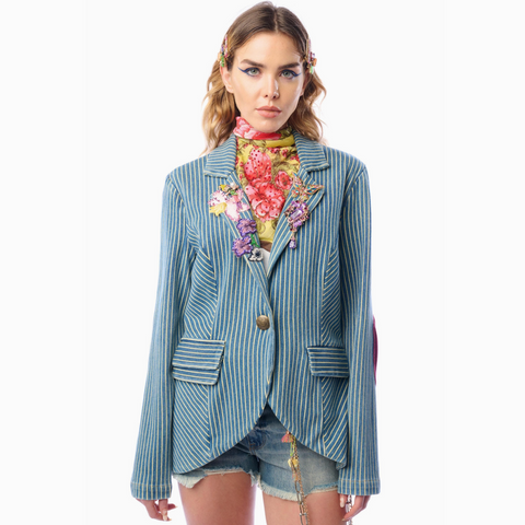 Alaia Stripe Denim Blazer