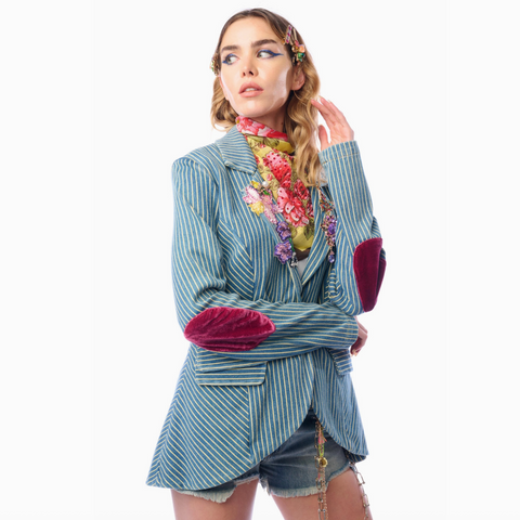 Alaia Stripe Denim Blazer