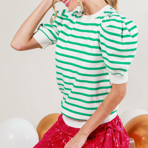 Striped Crew Tee - Green