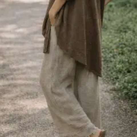 Frayed Gauze Pant - Oatmeal