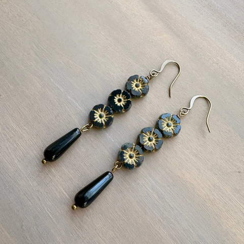 Black/Gold Garden Earrings