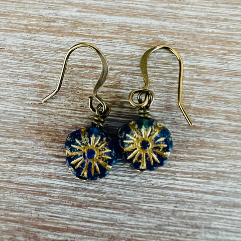 Antique Indigo Flower Earrings