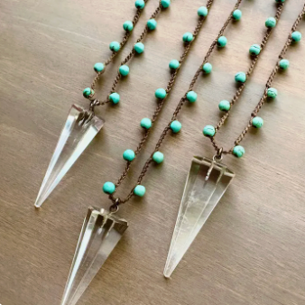 Turquoise and Quarts Arrow Necklace
