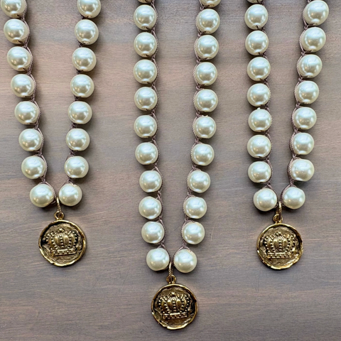 Royal Crown w/ Pearls Necklace