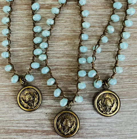 Scottish Thistle Coin Necklace