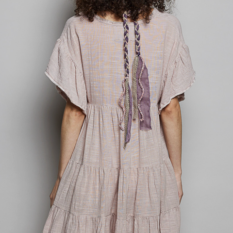 V-Neck Ruffle Dress - Blush