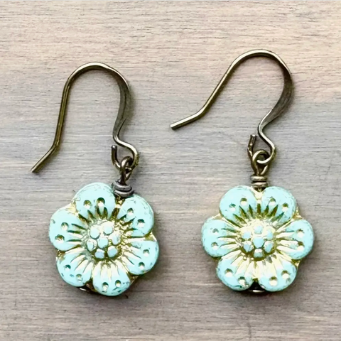 Mint Wild Rose Earrings