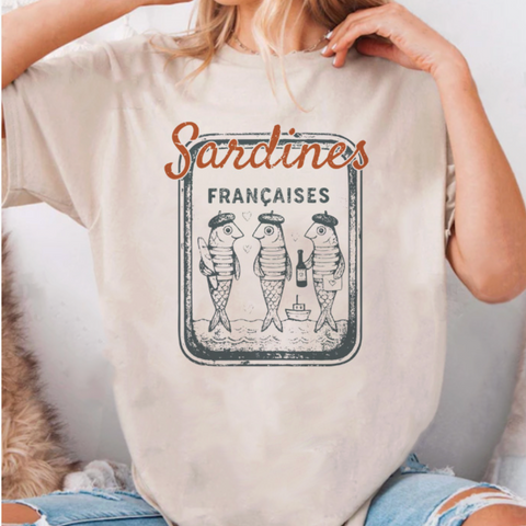 French Sardines Tee - Sand