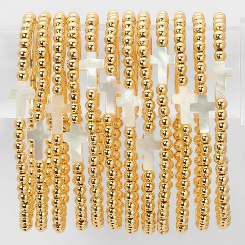Mother Pearl Cross Bracelet - 4mm