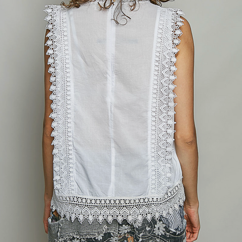 Floral Scalloped Top - White