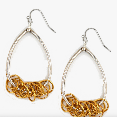 Teardrop Earrings with Ring Accents