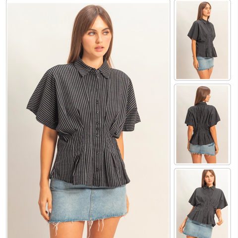 Pleated ButtonUp - Black