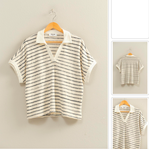 Striped Dolman Top - Black
