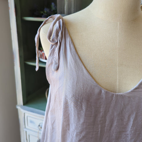 Silk Top with Shoulder Straps - Taupe