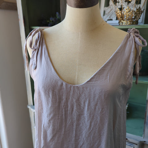 Silk Top with Shoulder Straps - Taupe