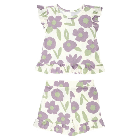 Purple Ruffle PJ Short Set