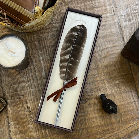 Vintage Feather Pen in Brown Box
