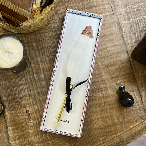 Vintage Feather Pen in Pink Box