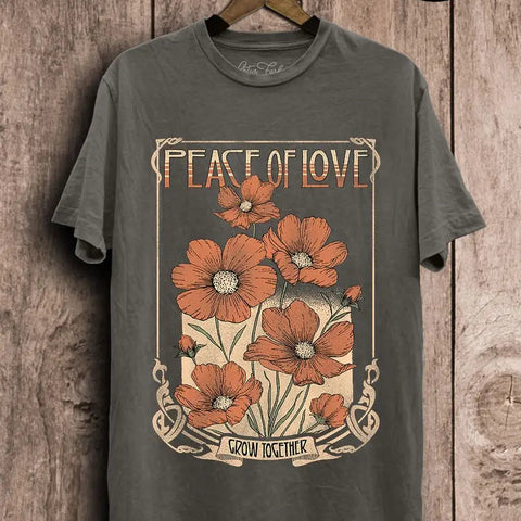 Peace of Love Tee - Stone Gray