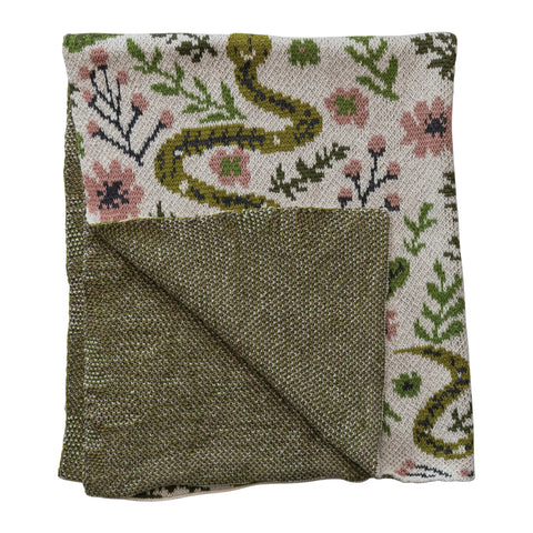 Cotton Knit Baby Blanket - Snakes