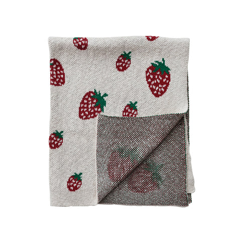 Cotton Knit Baby Blanket - Strawberries