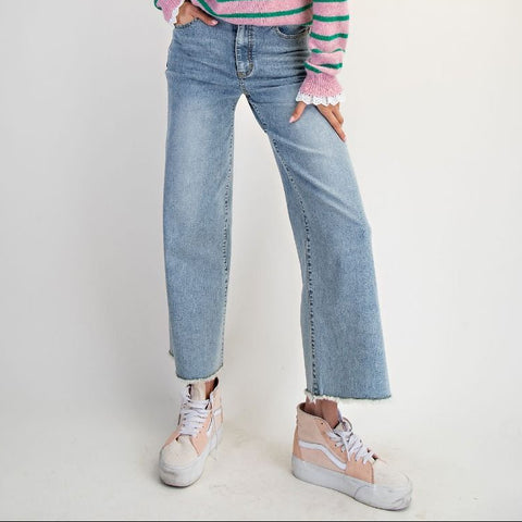 Washed Denim Stretch Pant