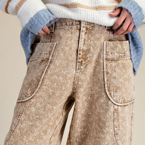 Sadie Floral Pant - Latte