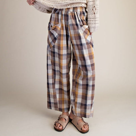 Finley Plaid Pant - Camel