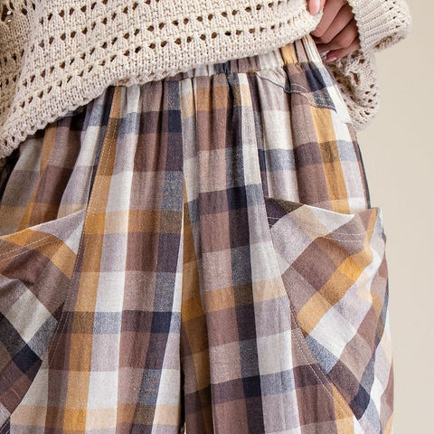 Finley Plaid Pant - Camel