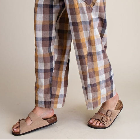 Finley Plaid Pant - Camel