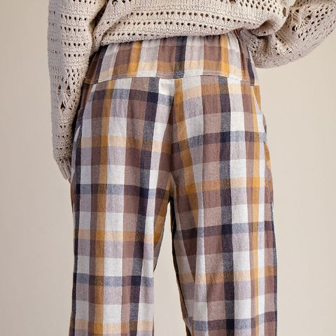 Finley Plaid Pant - Camel