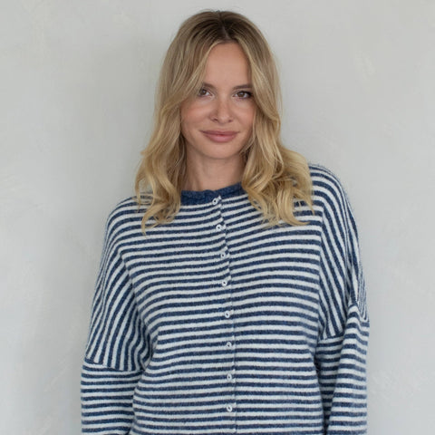 Piper Striped Cardigan - Denim