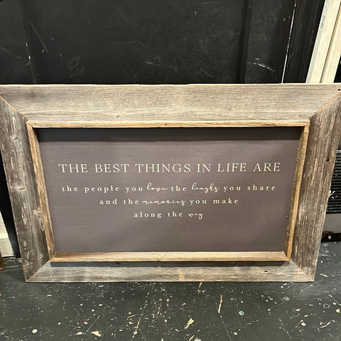 The Best Things In Life Canvas Sign